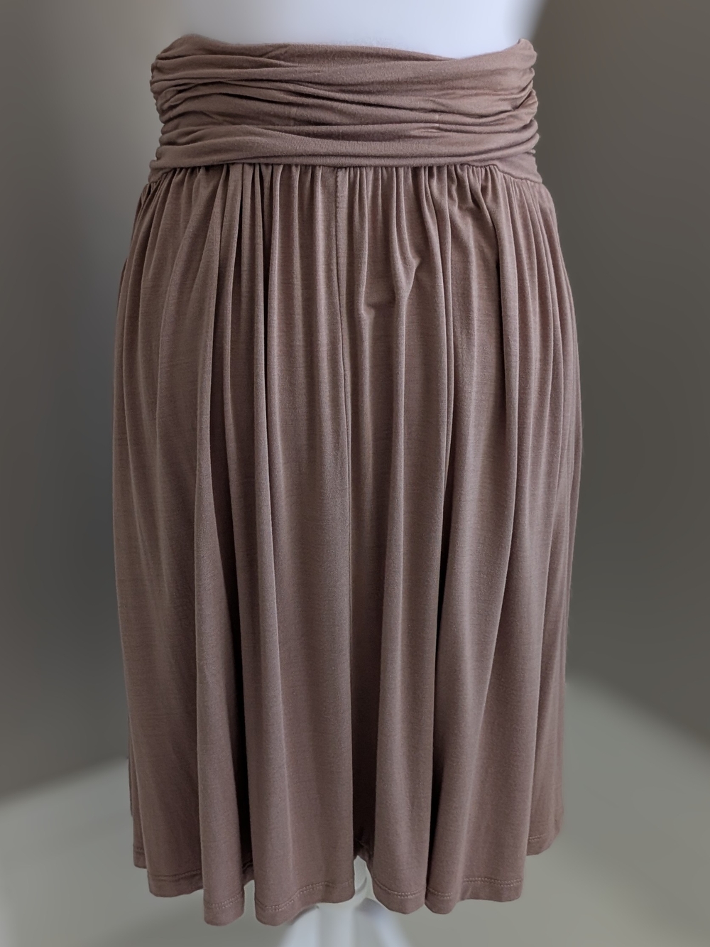 Women's Brown Midi Skirt with Folded Waistband Medium